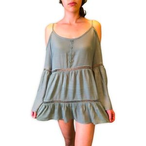 So Comfort Cold Shoulder Sundress Green Medium